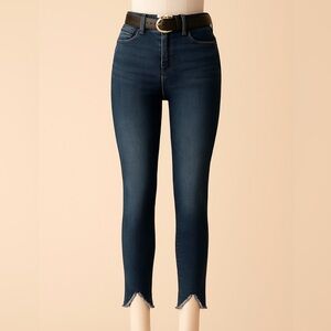 Frame Denim “Le High” Skinny Jeans - Dark Denim, Raw Hem